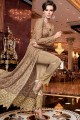 Beige Straight Pant Anarkali Suits in Net with Net