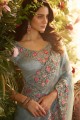Embroidered Silk Grey Saree Blouse