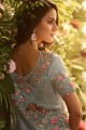 Embroidered Silk Grey Saree Blouse
