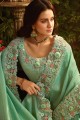 Net & Tissue Saree in Mint Green with Embroidered