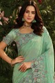 Net & Tissue Saree in Mint Green with Embroidered