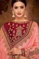 Georgette & Silk Pink Saree in Embroidered