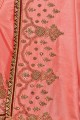 Georgette & Silk Pink Saree in Embroidered