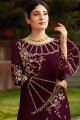 Alluring Wine Palazzo Suits with Georgette