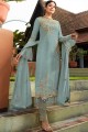 sky Blue Georgette Straight Pant Palazzo Suits with Georgette