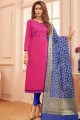 Dark Pink Striaght Pajami Salwar Kameez in Cotton