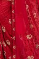 Gorgeous Red Embroidered Saree in Georgette