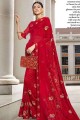 Gorgeous Red Embroidered Saree in Georgette