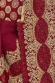 Georgette Saree with Embroidered in Maroon