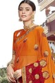 Embroidered Saree in Orange Georgette