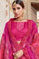 Embroidered Georgette & Silk Rani Pink Saree Blouse