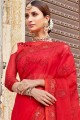 Appealing Embroidered Georgette Saree in Red