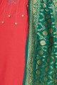 Crimson Red Churidar Suits with Cotton
