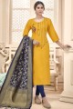 Gorgeous Yellow Cotton Churidar Suits