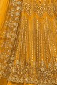 Mustard Yellow Anarkali Suits with Net