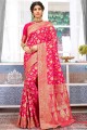 Fuschia Pink  Art Silk Weaving Saree with Blouse