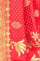 Adorable Red Saree in Weaving Art Silk