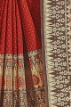 Weaving Art Silk Saree in Orange
