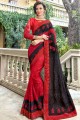 Red & Black Embroidered Georgette Saree