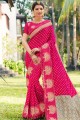 Rani Pink Saree in Embroidered Jacquard & Silk