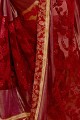 Embroidered Net & Lycra Maroon Saree Blouse