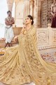 Gold Saree in Net & Lycra with Embroidered