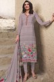 Crepe Churidar Suits with Crepe in Mauve 