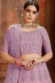 Net Lehenga Choli in Lilac  with Embroidery