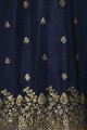 Navy Blue Sharara Suits in Satin with Georgette