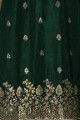 Georgette Satin Sharara Suits in Dark Green with dupatta