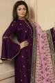 Sharara Suits in Wine  Satin with Georgette