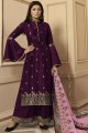 Sharara Suits in Wine  Satin with Georgette