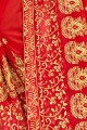 Elegant Red Georgette Embroidered Saree with Blouse