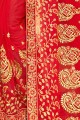Fascinating Red Georgette Embroidered Saree with Blouse