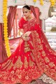 Enticing Red Georgette Saree with Embroidered