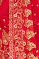 Enticing Red Georgette Saree with Embroidered