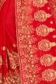 Dazzling Red Embroidered Saree in Georgette