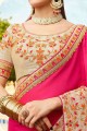 Enticing Rani Pink Saree in Georgette with Embroidered