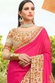 Enticing Rani Pink Saree in Georgette with Embroidered