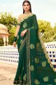 Pine Green Saree in Chiffon with Embroidered
