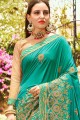Art Silk Saree in sea Green with Embroidered