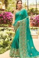 Art Silk Saree in sea Green with Embroidered