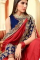 Latest Ethnic Red Saree with Embroidered Georgette