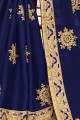 Saree in Royal Blue Georgette with Embroidered
