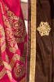 Georgette & Lycra Embroidered Dark pink Brown Saree with Blouse
