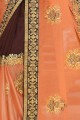 Brown & Orange Saree in Art Silk with Embroidered