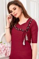 Maroon Cotton Gown Dress