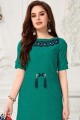 Teal green Cotton Gown Dress