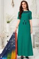 Teal green Cotton Gown Dress