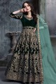 Dark Green Velvet Churidar Anarkali Suits in Velvet